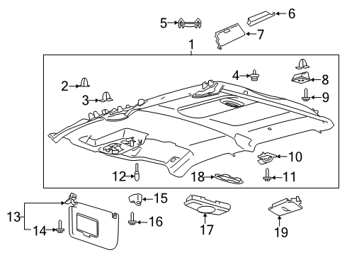 2020 Ford F-250 Super Duty Headlining - Roof Diagram for LC3Z-2651944-BB