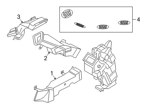 2023 Ford Explorer Air Vent Louvre Assembly Diagram for JB5Z-19893-AF
