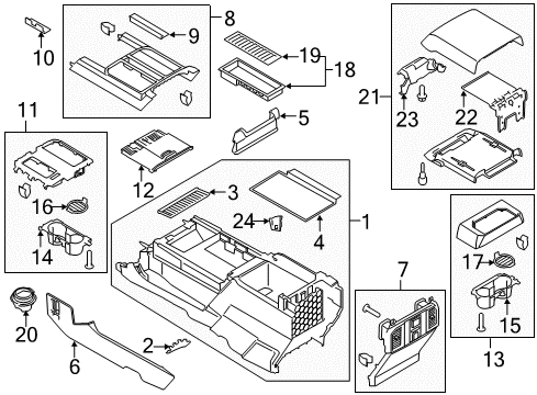 2020 Ford F-150 Panel Assembly Console Diagram for JL3Z-15045A76-EA