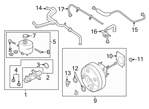 2023 Ford F-250 Super Duty Brake Booster Assembly Diagram for PC3Z-2005-D