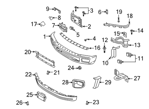 2022 Ford F-350 Super Duty Front Bumper Assembly Diagram for LC3Z-17757-C