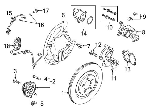 2023 Lincoln Aviator Brake Caliper Attachment Kit Diagram for L1MZ-2552-E