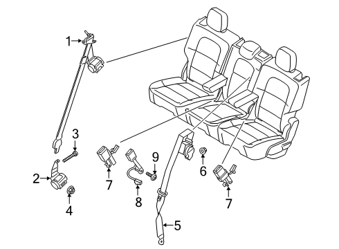 2020 Lincoln Navigator Seat Belt Buckle Assembly Diagram for JL1Z-7860044-FDC
