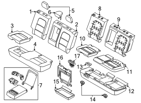 2021 Ford Bronco Sport Rear Seat Cushion Pad Diagram for M1PZ-7863841-B