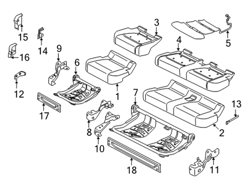 2024 Ford F-150 Rear Seat Cushion Cover Assembly Diagram for RL3Z-1663804-SD