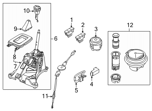 2020 Ford Ranger Selector Lever Control Cable Assembly Diagram for KB3Z-7E395-C