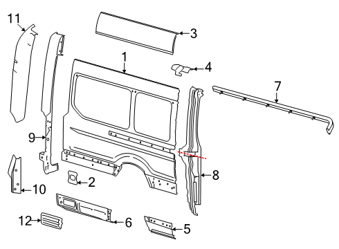 2024 Ford Transit Panel Body Side Rear Diagram for SK4Z-61279D46-D