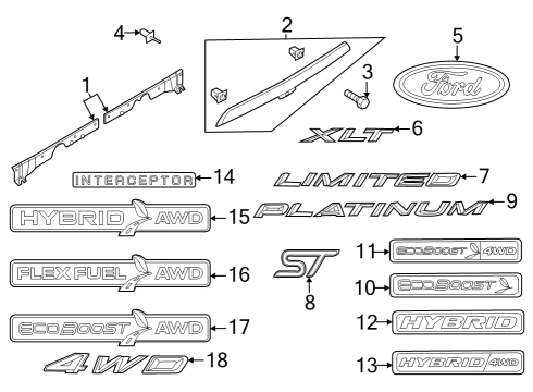 2024 Ford Explorer Name Plate Diagram for MU5Z-9942528-C