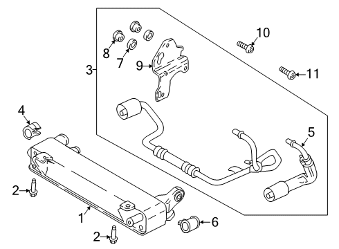 2020 Ford F-150 Oil Cooler Assembly Diagram for JL3Z-7869-A