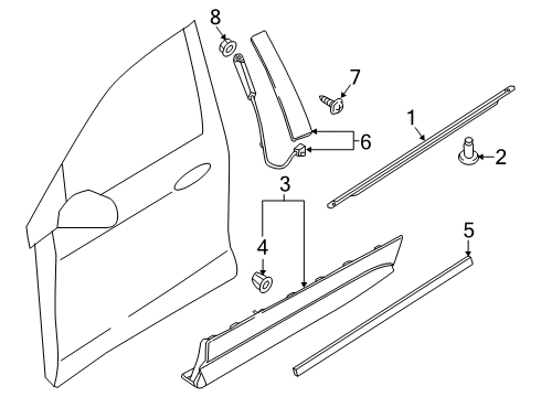 2022 Ford Edge Door Outside Moulding Diagram for NT4Z-5820878-AA