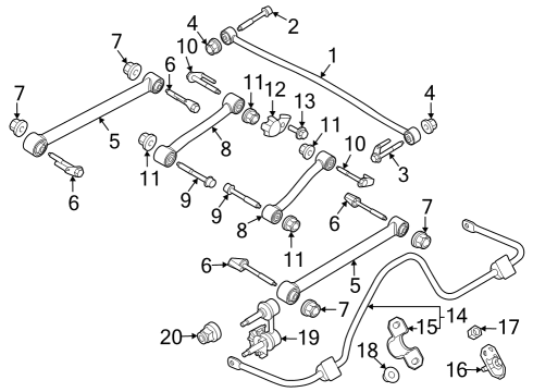 2022 Ford Bronco Rear Suspension Arm Assembly Diagram for MB3Z-5500-E
