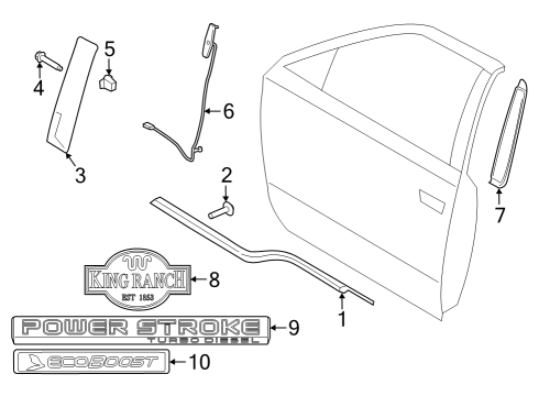 2020 Ford F-150 Door Outside Moulding Diagram for FL3Z-1520555-SG