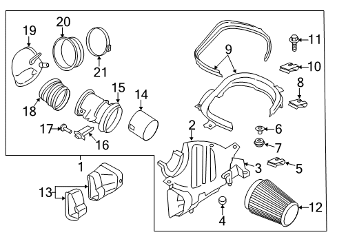 2020 Ford Mustang Air Cleaner Assembly Diagram for FR3Z-9600-J