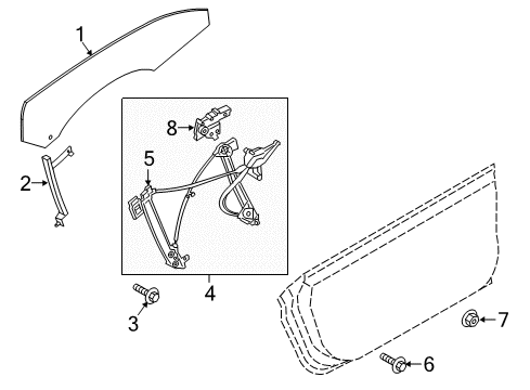 2022 Ford Mustang Regulator Assembly Diagram for MR3Z-7623201-A