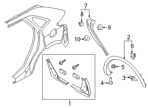 2022 Lincoln Nautilus Moulding Diagram for FA1Z-58290A61-AB