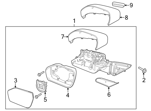 2023 Ford Explorer Rear View Outer Mirror Glass Assembly Diagram for MB5Z-17K707-J