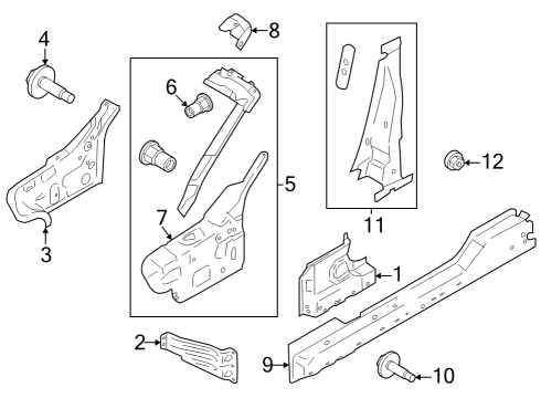 2024 Ford Mustang "B" Pillar Reinforcement Diagram for PR3Z-7624382-A