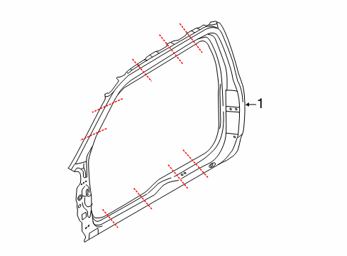 2020 Ford F-150 Door Frame Diagram for FL3Z-18211A10-A