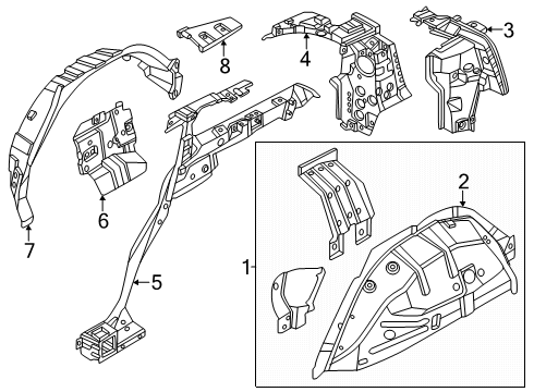 2025 Lincoln Nautilus PANEL ASY - WHEELHOUSE - INNER Diagram for R2TZ-5827886-A
