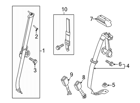 2024 Ford F-150 Seat Belt Assembly Diagram for ML3Z-16611B64-BD