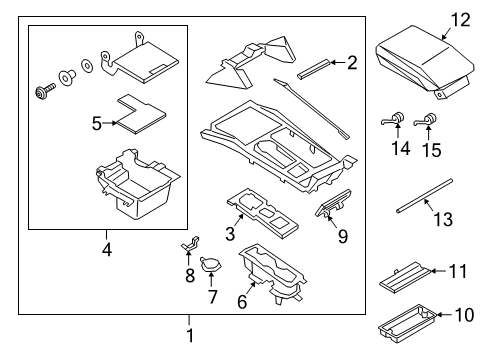 2022 Ford Explorer Console Armrest Assembly Diagram for LB5Z-7806024-AC