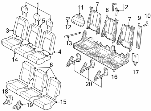 2023 Ford Transit Rear Seat Back Cover Assembly Diagram for HK4Z-6366601-FF
