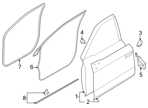 2020 Ford F-150 Front Door Assembly Diagram for FL3Z-1620124-C