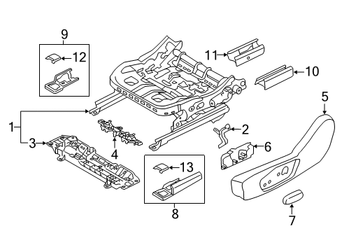 2020 Ford Police Responder Hybrid Seat Track Assembly Diagram for FS7Z-9661710-C