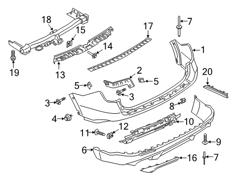 2022 Ford Explorer Rear Bumper Assembly Diagram for LB5Z-17K835-BF