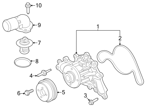 2024 Ford F-350 Super Duty Water Pump Assembly Diagram for PC3Z-8501-A