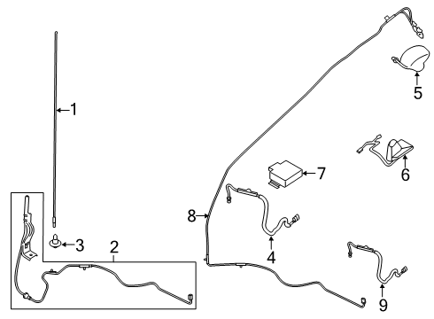2020 Ford F-250 Super Duty Aerial Assembly Diagram for LC3Z-19A390-L