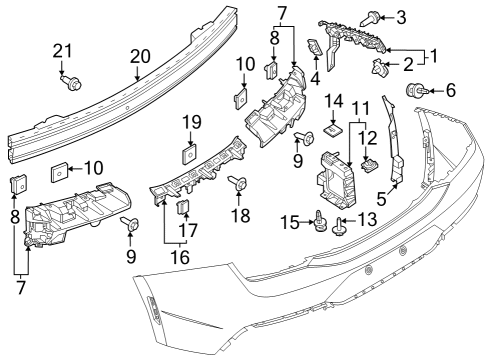 2025 Ford Mustang Bumper Mounting Bracket Diagram for PR3Z-17D942-C