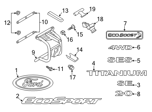 2022 Ford EcoSport REINFORCEMENT - SPARE WHL RETA Diagram for CN1Z-1A401-C