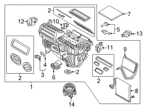 2020 Ford Edge Evaporator And Housing Assembly Diagram for K2GZ-19B555-AE