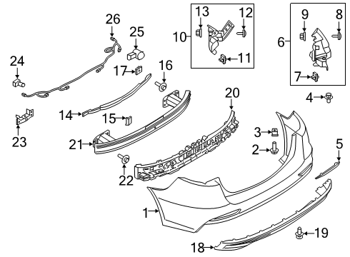 2020 Ford Fusion Rear Bumper Assembly Diagram for KS7Z-17K835-SBPTM