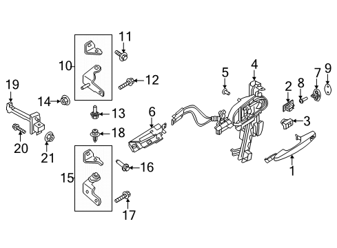 2020 Ford Escape Door Handle Assembly Outer Diagram for LJ6Z-7822404-EKPTM