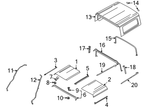 2021 Ford Bronco Roof Trim Panel Centre Diagram for M2DZ-98502G33-CC
