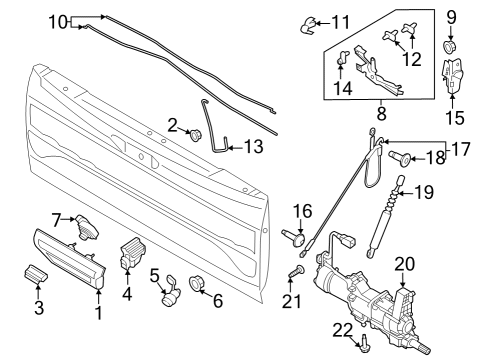 2022 Ford F-150 Tailgate Latch Assembly Diagram for ML3Z-9943150-C