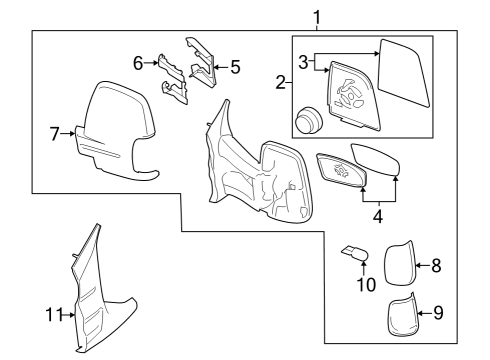 2023 Ford E-Transit Mirror Housing Cover Diagram for BK3Z-17D742-E
