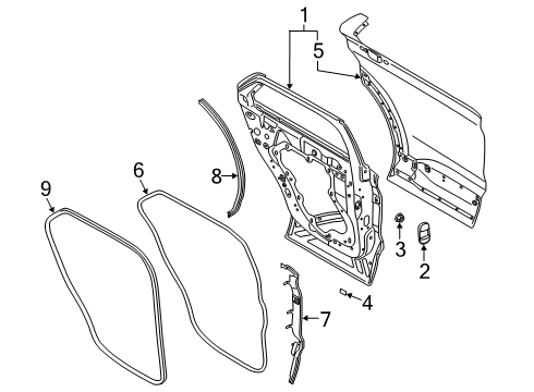2024 Lincoln Aviator Weatherstrip Diagram for LC5Z-7828124-B