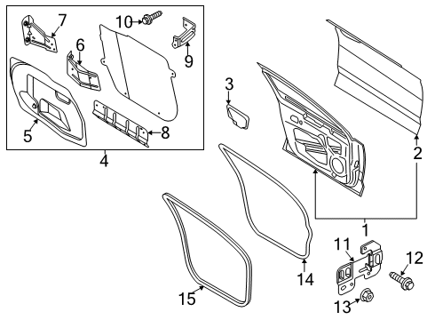 2019 Ford Police Responder Hybrid Door Opening Weatherstrip Assembly Diagram for DS7Z-5420708-B