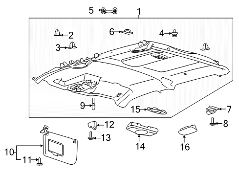 2022 Ford F-150 Headlining - Roof Diagram for ML3Z-1651916-EN