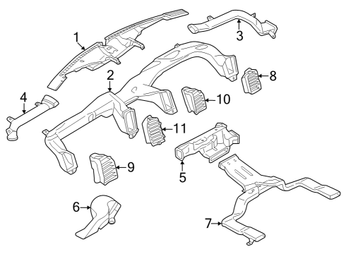 2022 Ford Expedition Air Duct Diagram for NL1Z-19B680-A