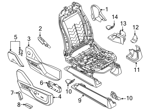 2025 Ford F-350 Super Duty Power Seat Adjust Switch Assembly Diagram for KB5Z-14A701-AJ