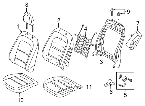 2020 Ford Escape Seat Back Pad Diagram for LJ6Z-7864811-G