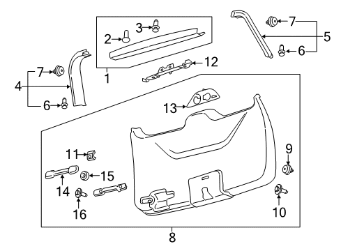 2021 Lincoln Navigator Tailgate Trim Diagram for ML7Z-7842906-BE