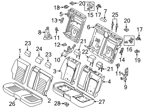 2020 Ford Fusion Rear Seat Cushion Cover Assembly Diagram for KS7Z-5463804-EA