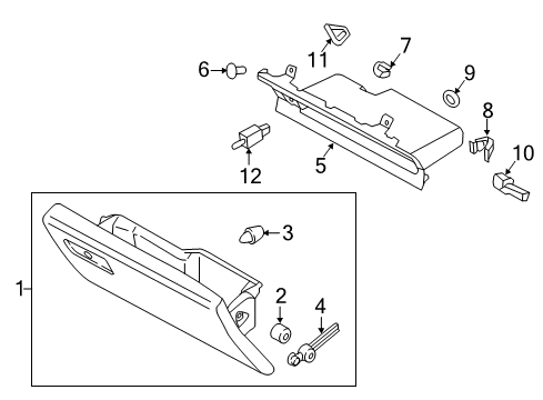 2020 Ford F-150 Glove Compartment Box Assembly Diagram for GL3Z-15060T10-BZ