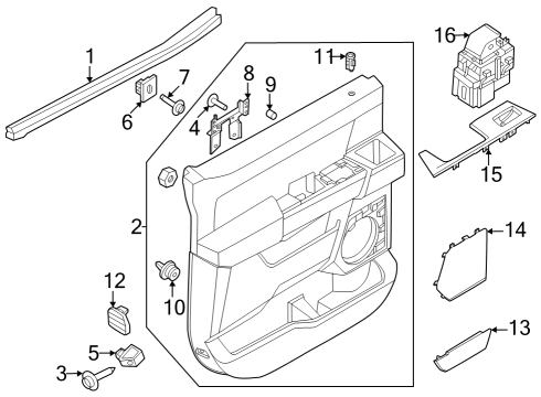 2025 Ford F-350 Super Duty Door Trim Panel Upper Diagram for PC3Z-6027411-JC