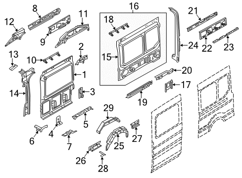 2020 Ford Transit Luggage Compartment D Trough Diagram for KK3Z-6145114-A